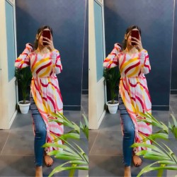 Ribbon print nyra kurti style